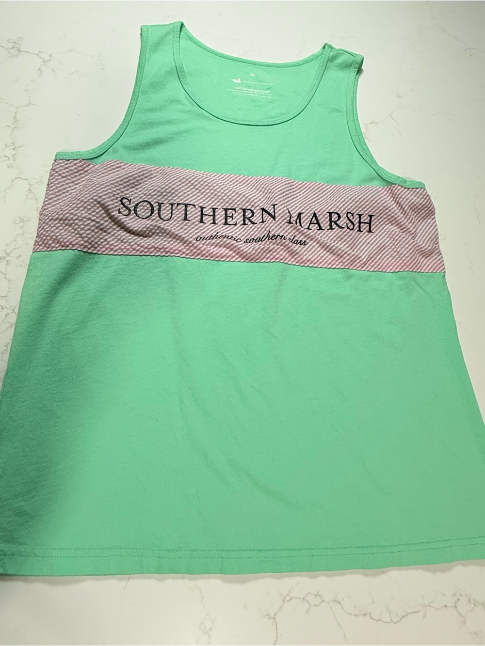 Southern Marsh Mint Green Tank with Pink Stripe Panel
